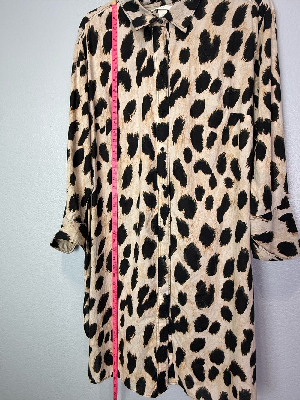 H&M Leopard Print Button-Up Tunic Shirt Dress - Animal Print - Picture 8 of 11